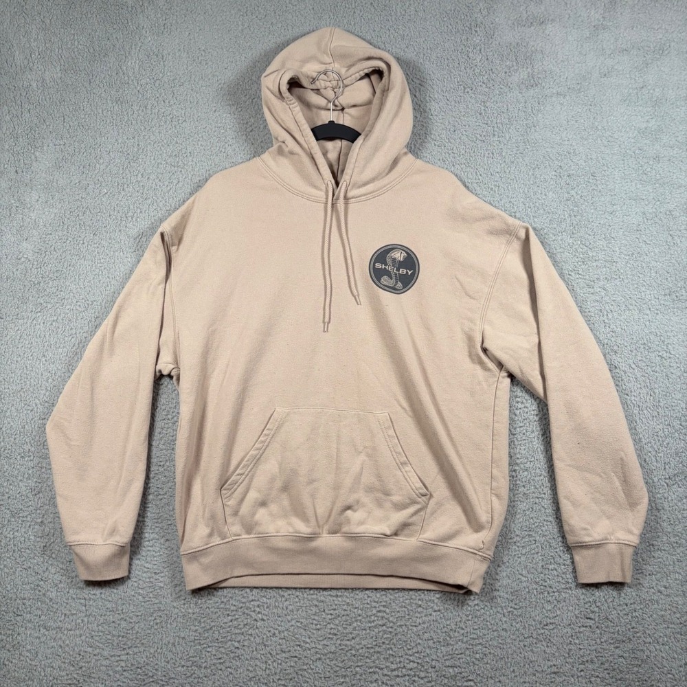 Shelby GT 350 Mustang Graphic Hoodie Tan Pullover Sweatshirt Size‎ L